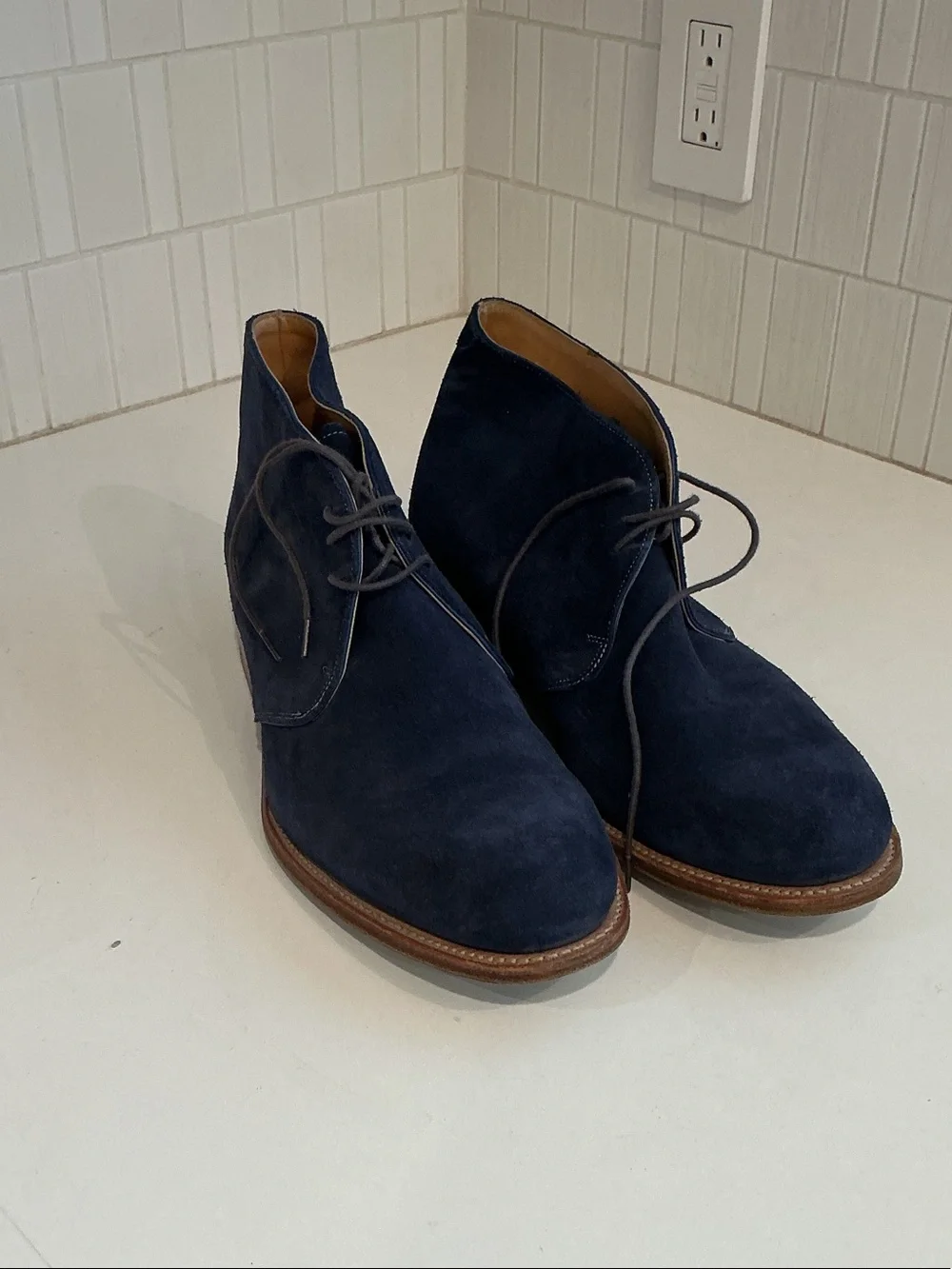 Barker UK Navy Suede Lace-Up Chukka Boots
